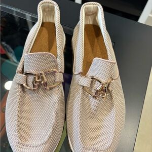 Elegant Beige Loafers with Gold Accent
